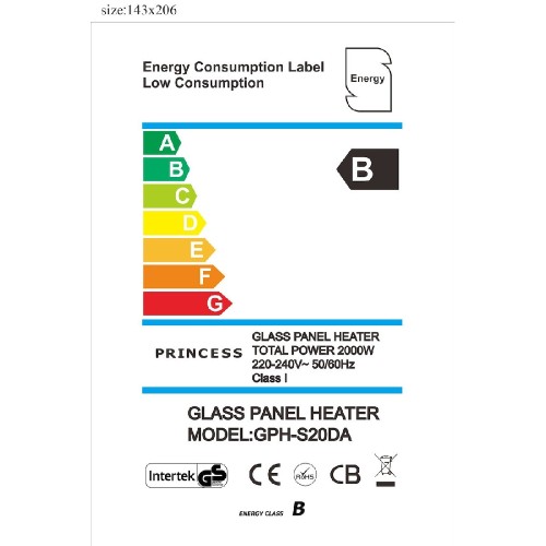 ΘΕΡΜΟΠΟΜΠΟΣ PRINCESS GPH-25DA 2500W BLACK GLASS ΜΕ WI-FI